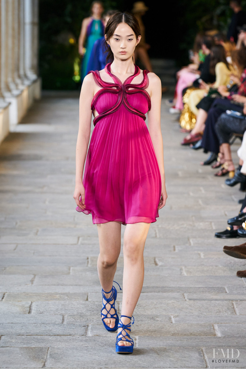Hyun Ji Shin featured in  the Alberta Ferretti fashion show for Spring/Summer 2022