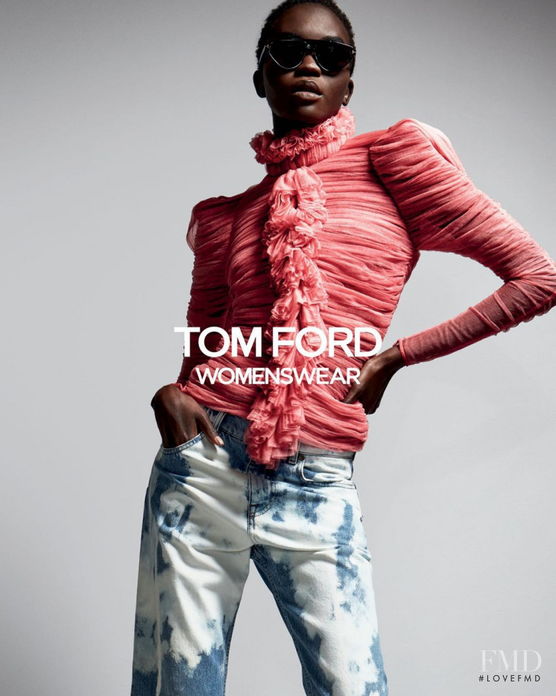 Ajok Madel featured in  the Tom Ford advertisement for Autumn/Winter 2021