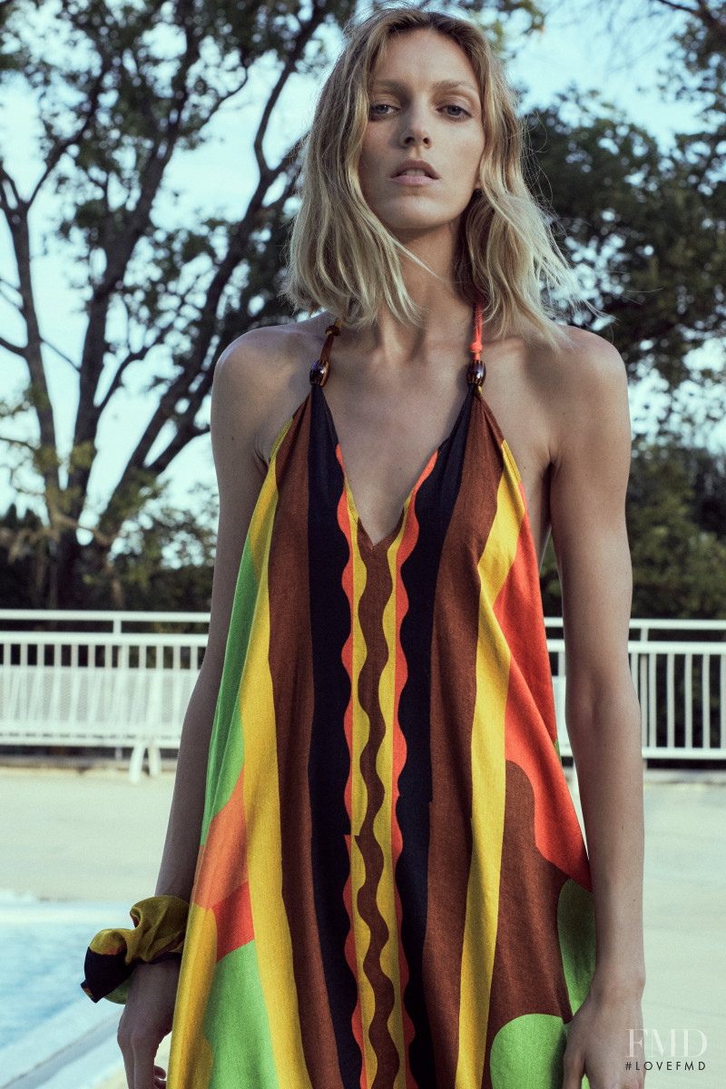 Anja Rubik featured in  the Zara advertisement for Pre-Fall 2021