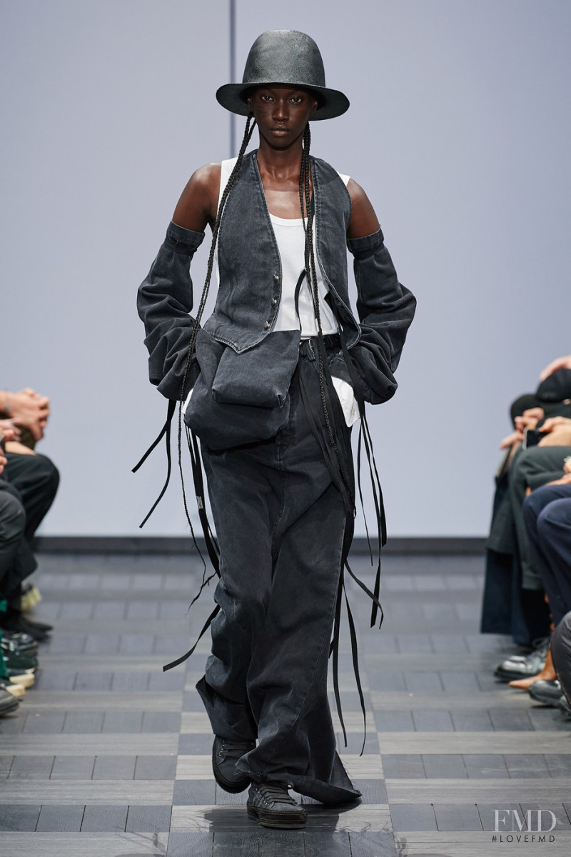 Anok Yai featured in  the Ann Demeulemeester fashion show for Spring/Summer 2022
