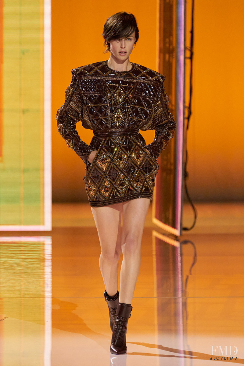 Edie Campbell featured in  the Balmain fashion show for Spring/Summer 2022