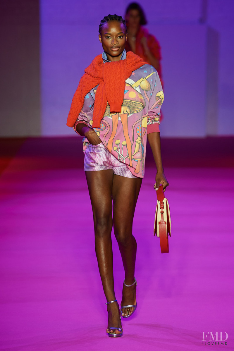 Mayowa Nicholas featured in  the Brandon Maxwell fashion show for Spring/Summer 2022