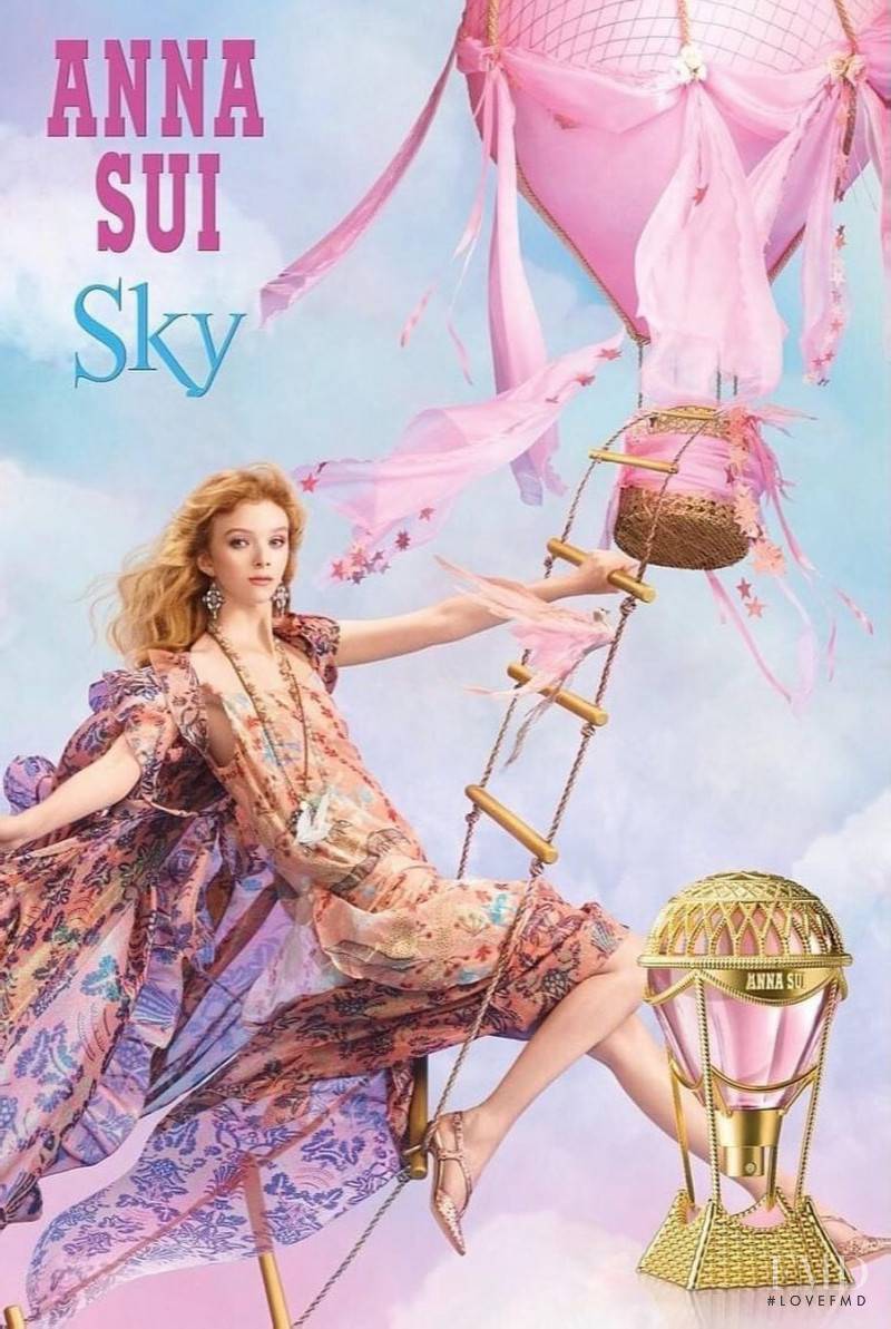 Lily Nova featured in  the Anna Sui Sky Fragrance advertisement for Spring/Summer 2021