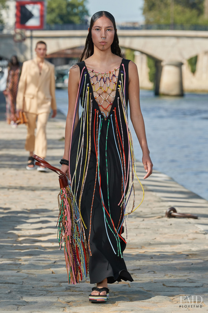 Quannah Rose Chasinghorse-Potts featured in  the Chloe fashion show for Spring/Summer 2022