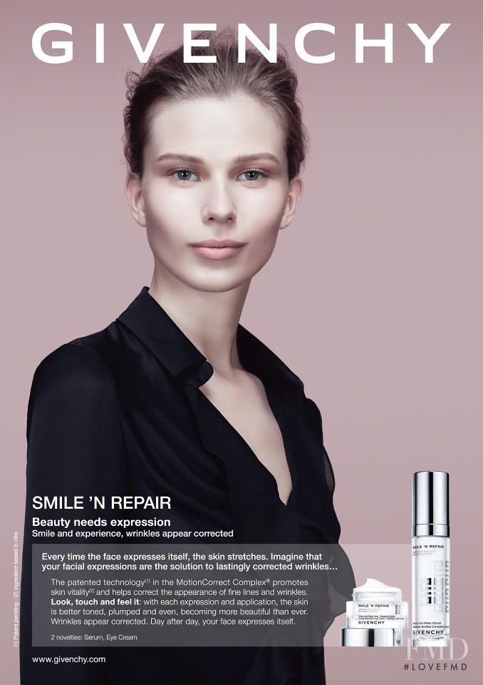 Monika Sawicka featured in  the Givenchy Beauty Smile \'N Repair advertisement for Autumn/Winter 2012