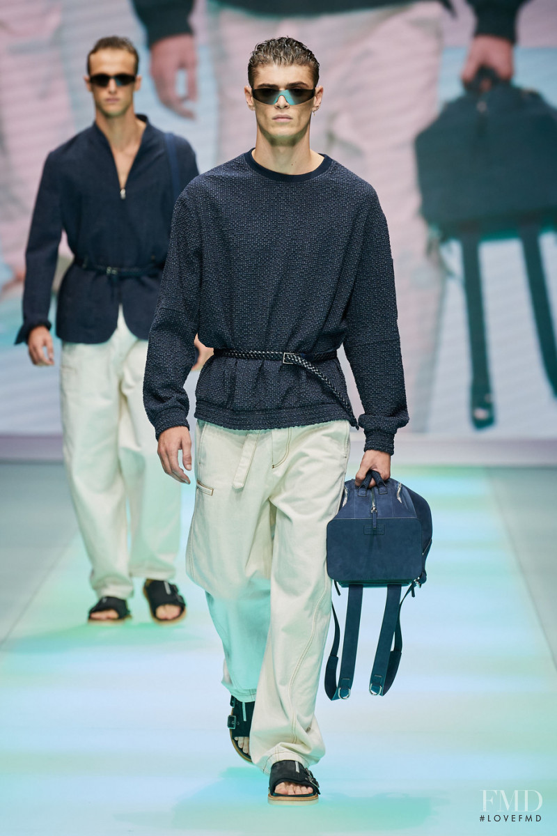 Mattia Giovannoni featured in  the Emporio Armani fashion show for Spring/Summer 2022