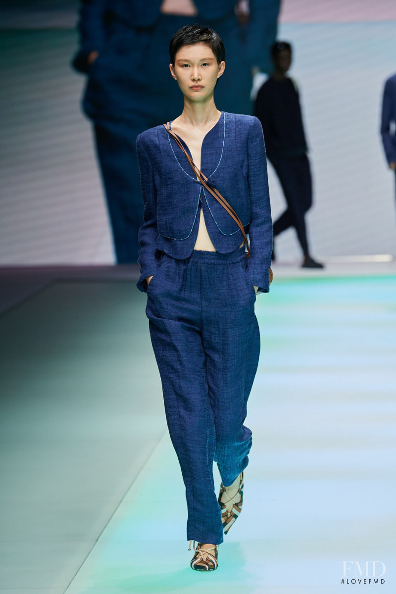 Xi Chen featured in  the Emporio Armani fashion show for Spring/Summer 2022