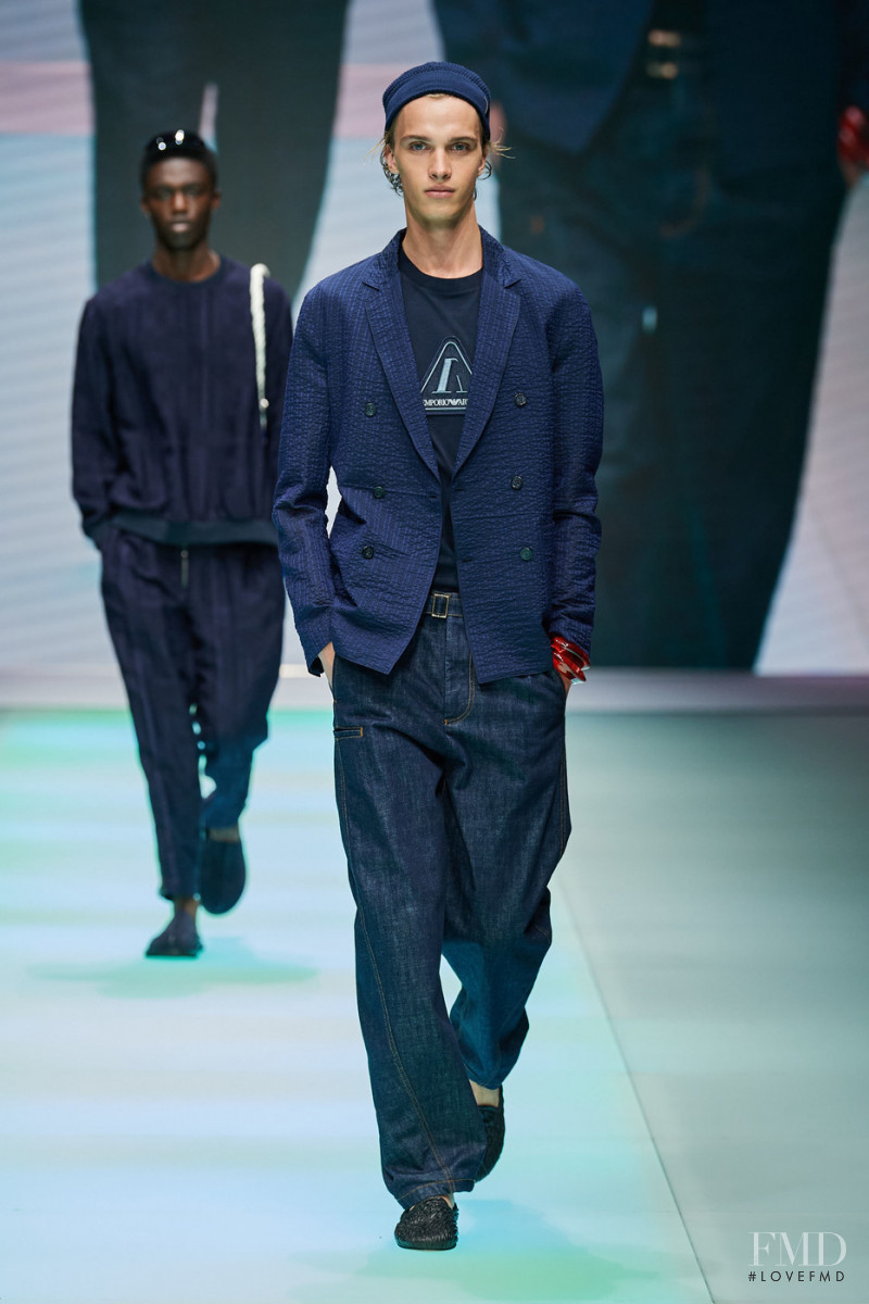 Jass Reemann featured in  the Emporio Armani fashion show for Spring/Summer 2022