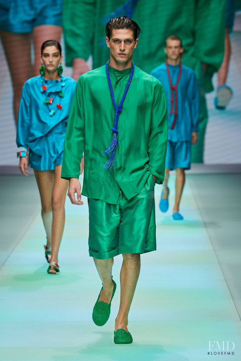 Edoardo Sebastianelli featured in  the Emporio Armani fashion show for Spring/Summer 2022