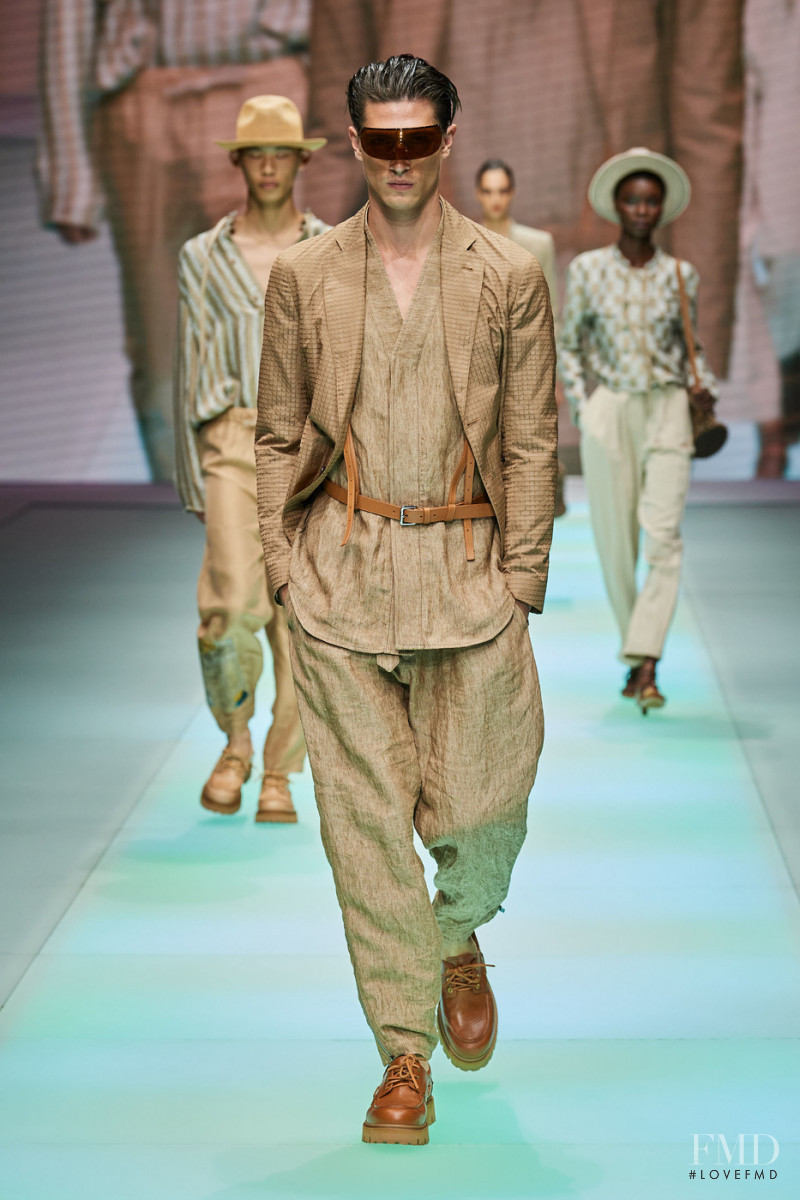 Edoardo Sebastianelli featured in  the Emporio Armani fashion show for Spring/Summer 2022