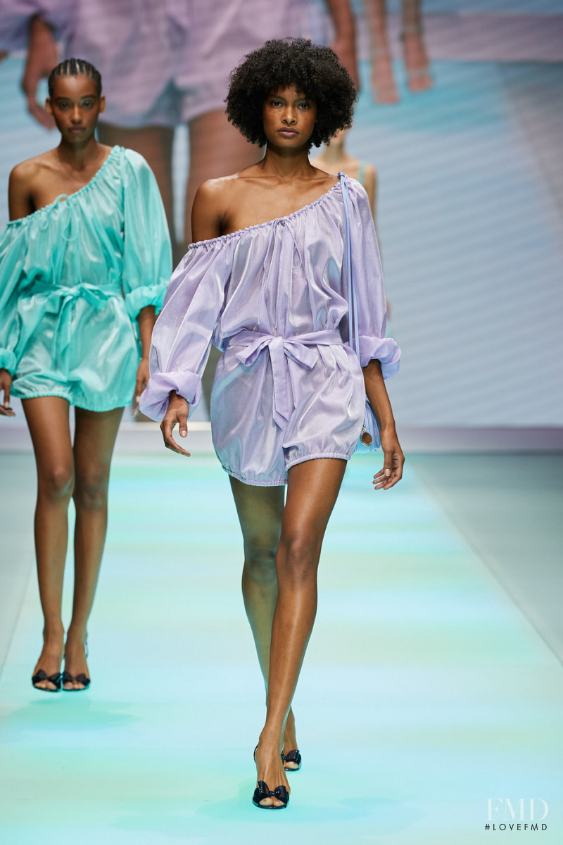 Gabi Gabriela Rodrigues featured in  the Emporio Armani fashion show for Spring/Summer 2022