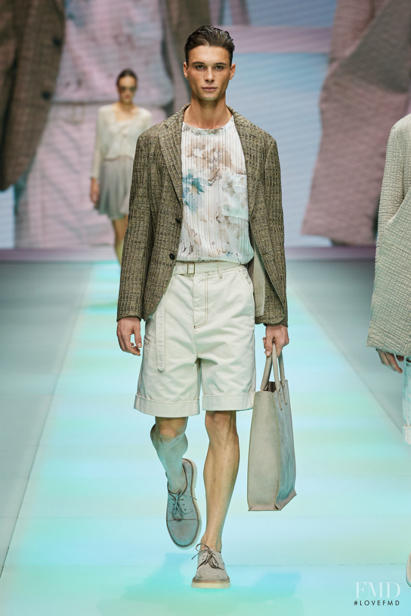 Jakob Jokerst featured in  the Emporio Armani fashion show for Spring/Summer 2022