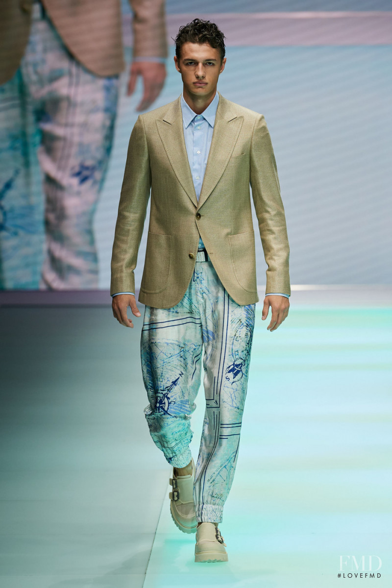 Ondrej Mokos featured in  the Emporio Armani fashion show for Spring/Summer 2022