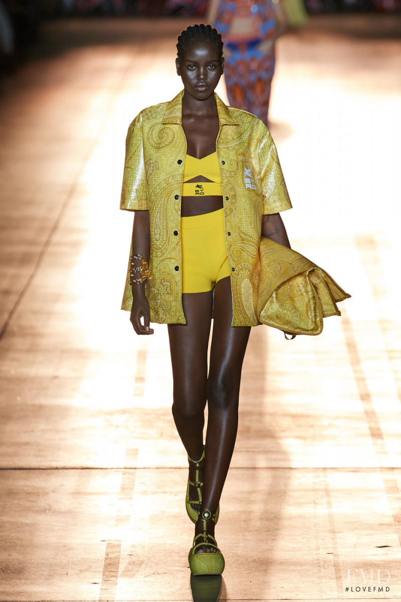 Adut Akech Bior featured in  the Etro fashion show for Spring/Summer 2022