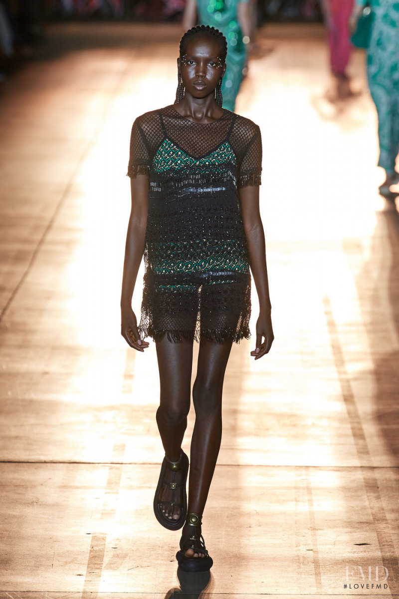 Ajok Madel featured in  the Etro fashion show for Spring/Summer 2022