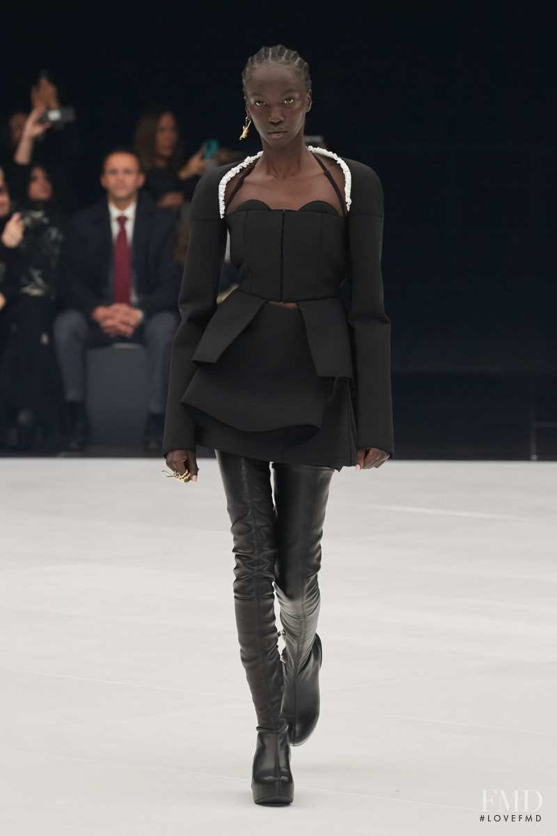 Anok Yai featured in  the Givenchy fashion show for Spring/Summer 2022