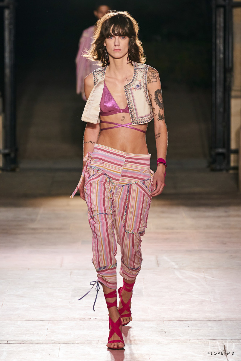 Miriam Sanchez featured in  the Isabel Marant fashion show for Spring/Summer 2022