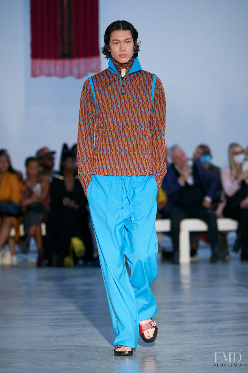 Mathieu Simoneau featured in  the Kenneth Ize fashion show for Spring/Summer 2022