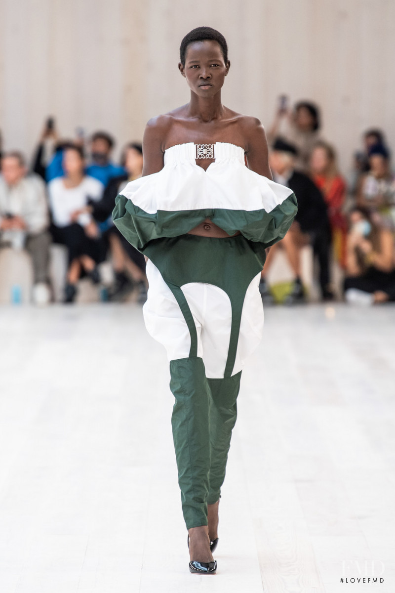Anyiel Majok featured in  the Loewe fashion show for Spring/Summer 2022