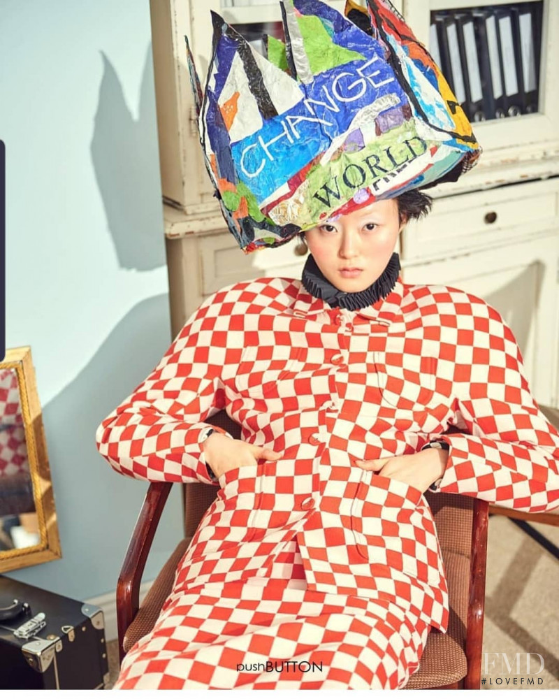 Honest So Yu Jeong featured in  the pushBUTTON advertisement for Autumn/Winter 2019