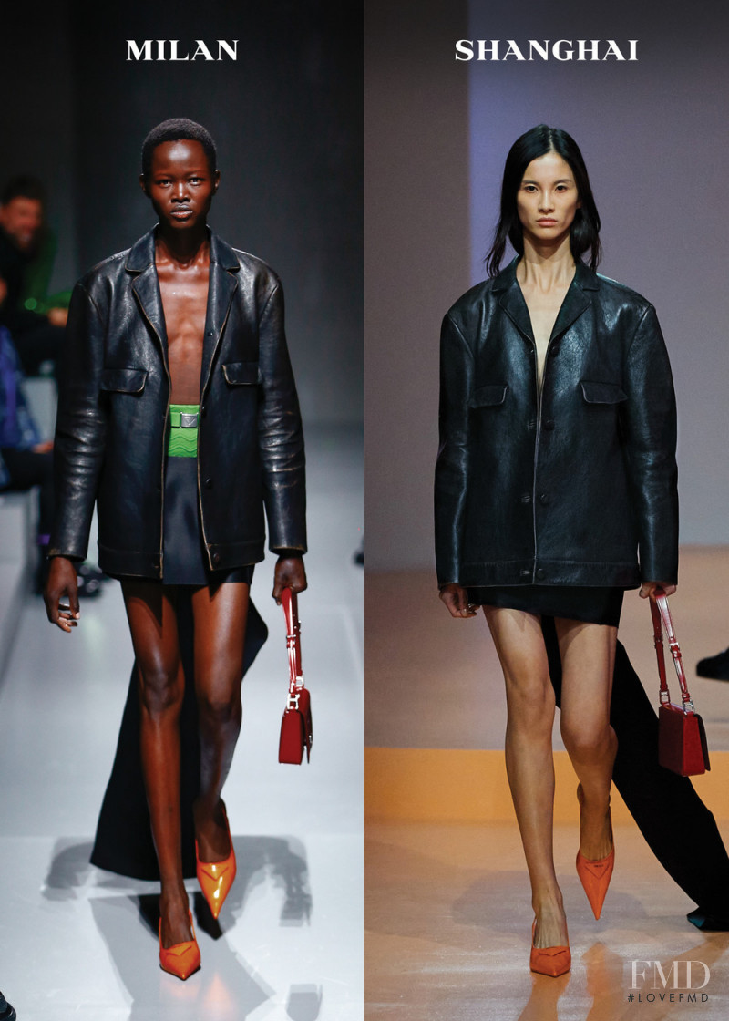 Anyiel Majok featured in  the Prada fashion show for Spring/Summer 2022