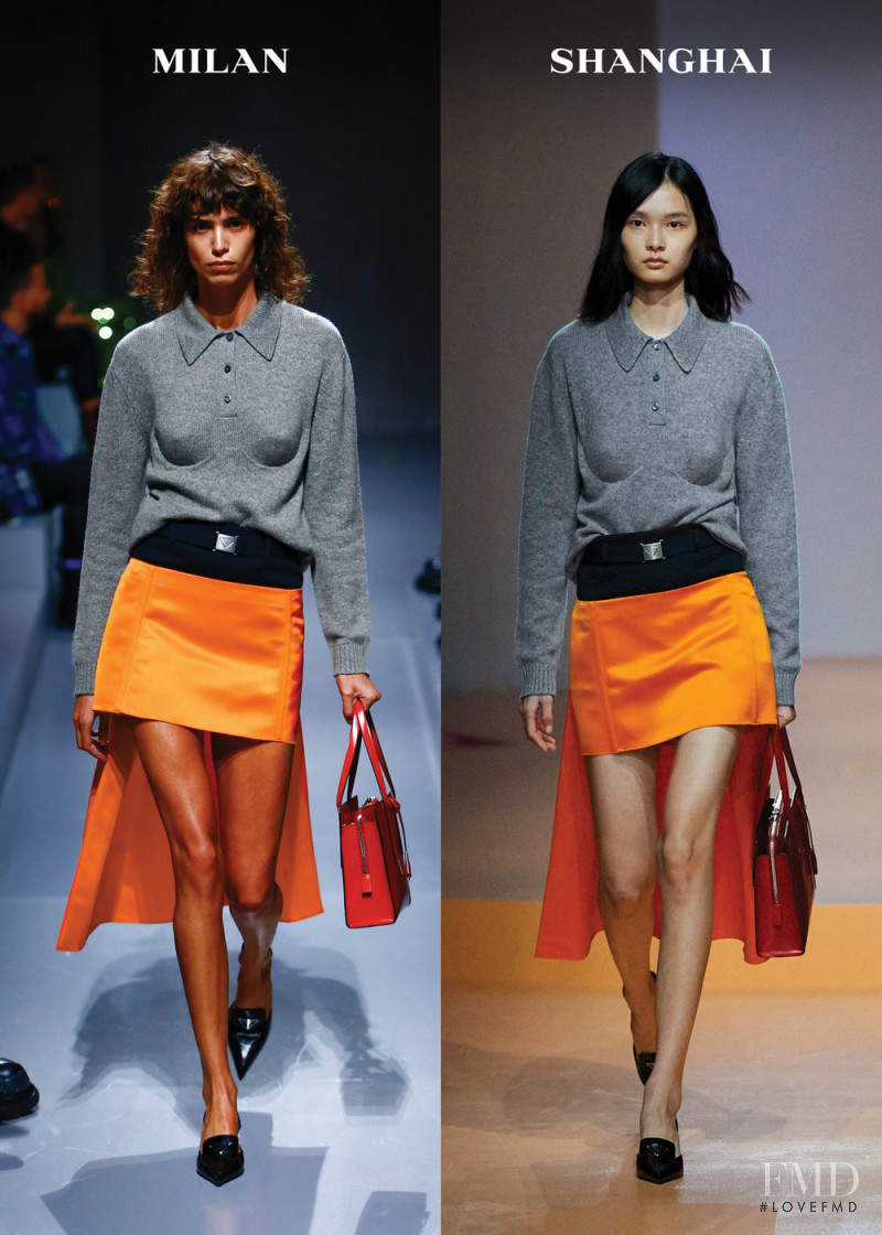 Mica Arganaraz featured in  the Prada fashion show for Spring/Summer 2022