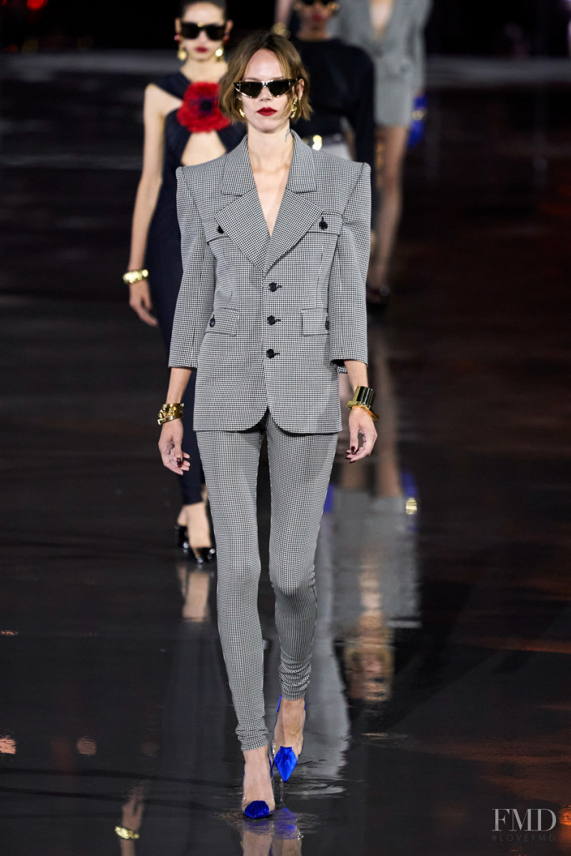 Freja Beha Erichsen featured in  the Saint Laurent fashion show for Spring/Summer 2022