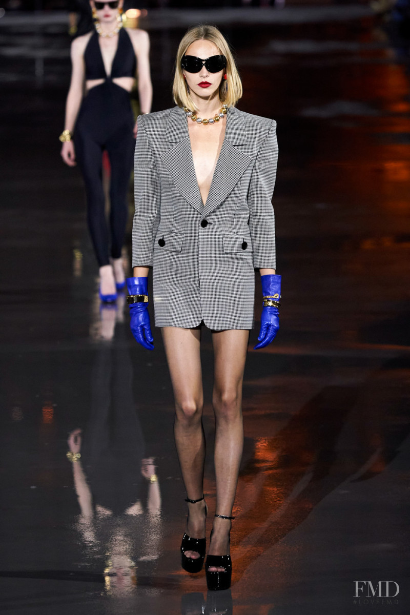 Puck Schrover featured in  the Saint Laurent fashion show for Spring/Summer 2022