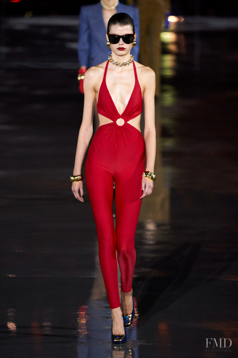 Mathilde Henning featured in  the Saint Laurent fashion show for Spring/Summer 2022