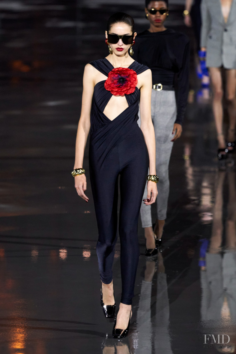 Justina Ageitos featured in  the Saint Laurent fashion show for Spring/Summer 2022