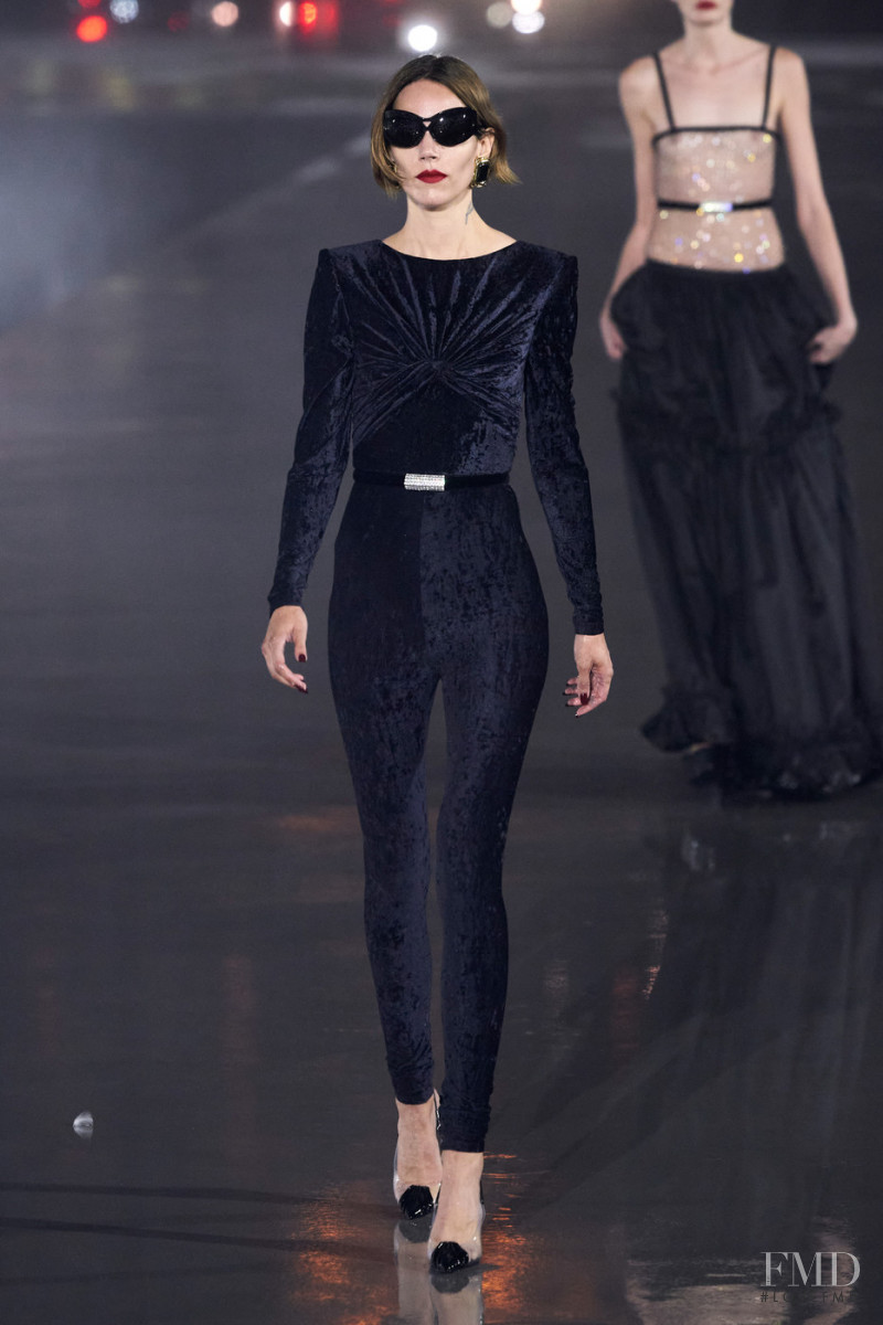 Freja Beha Erichsen featured in  the Saint Laurent fashion show for Spring/Summer 2022