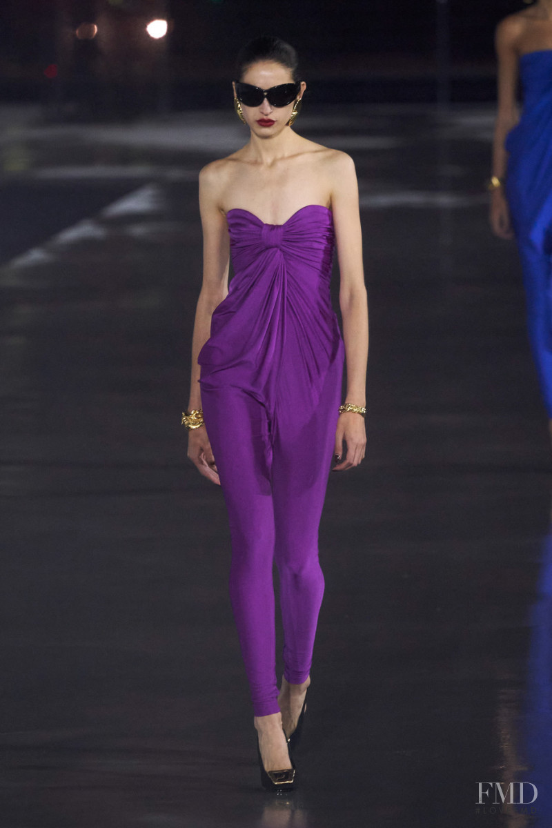 Justina Ageitos featured in  the Saint Laurent fashion show for Spring/Summer 2022
