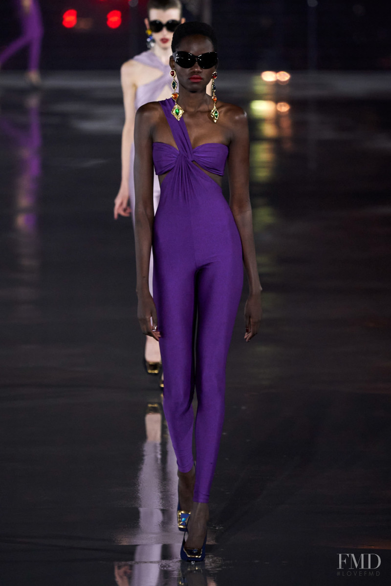 Caren Jepkemei featured in  the Saint Laurent fashion show for Spring/Summer 2022