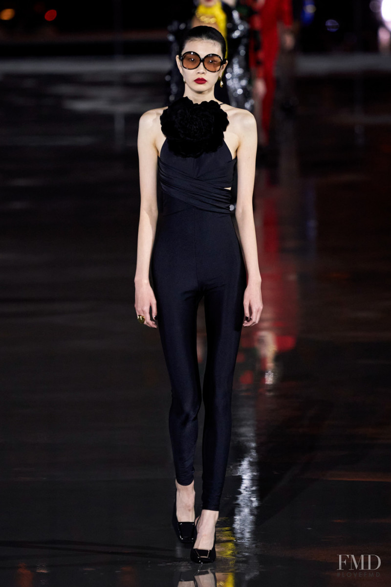 Sherry Shi featured in  the Saint Laurent fashion show for Spring/Summer 2022