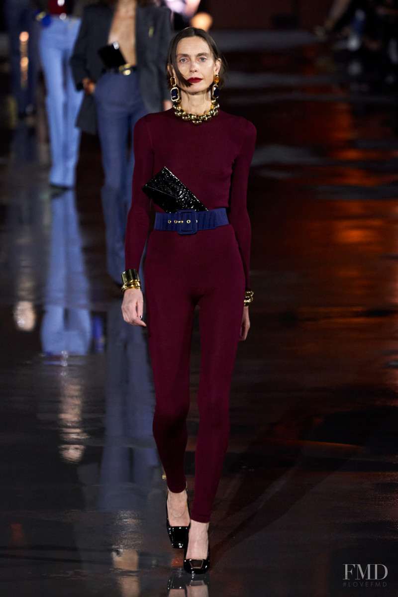 Anna Juvander featured in  the Saint Laurent fashion show for Spring/Summer 2022