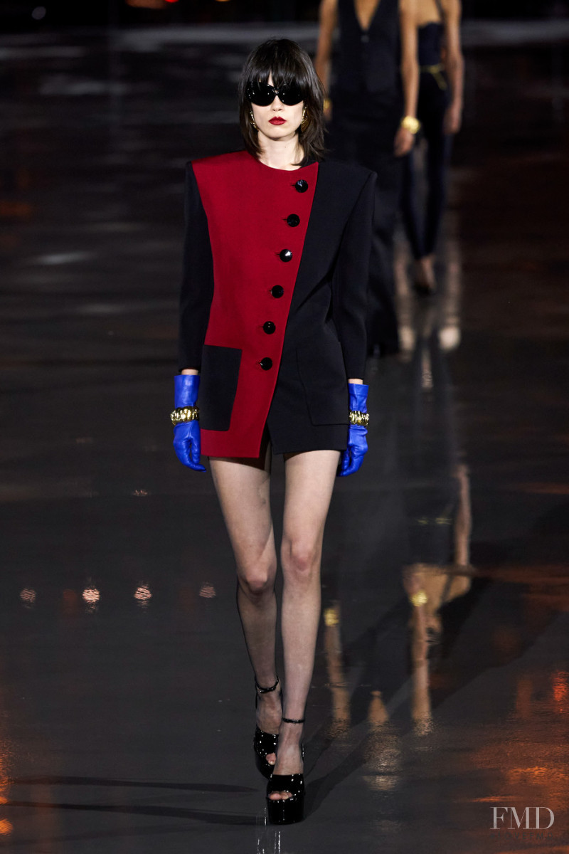 Julie Topsy featured in  the Saint Laurent fashion show for Spring/Summer 2022