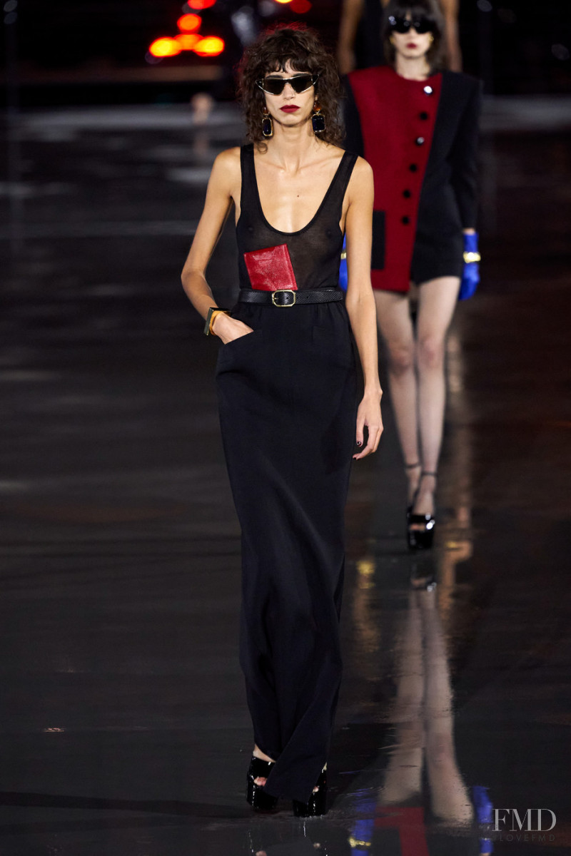 Mica Arganaraz featured in  the Saint Laurent fashion show for Spring/Summer 2022