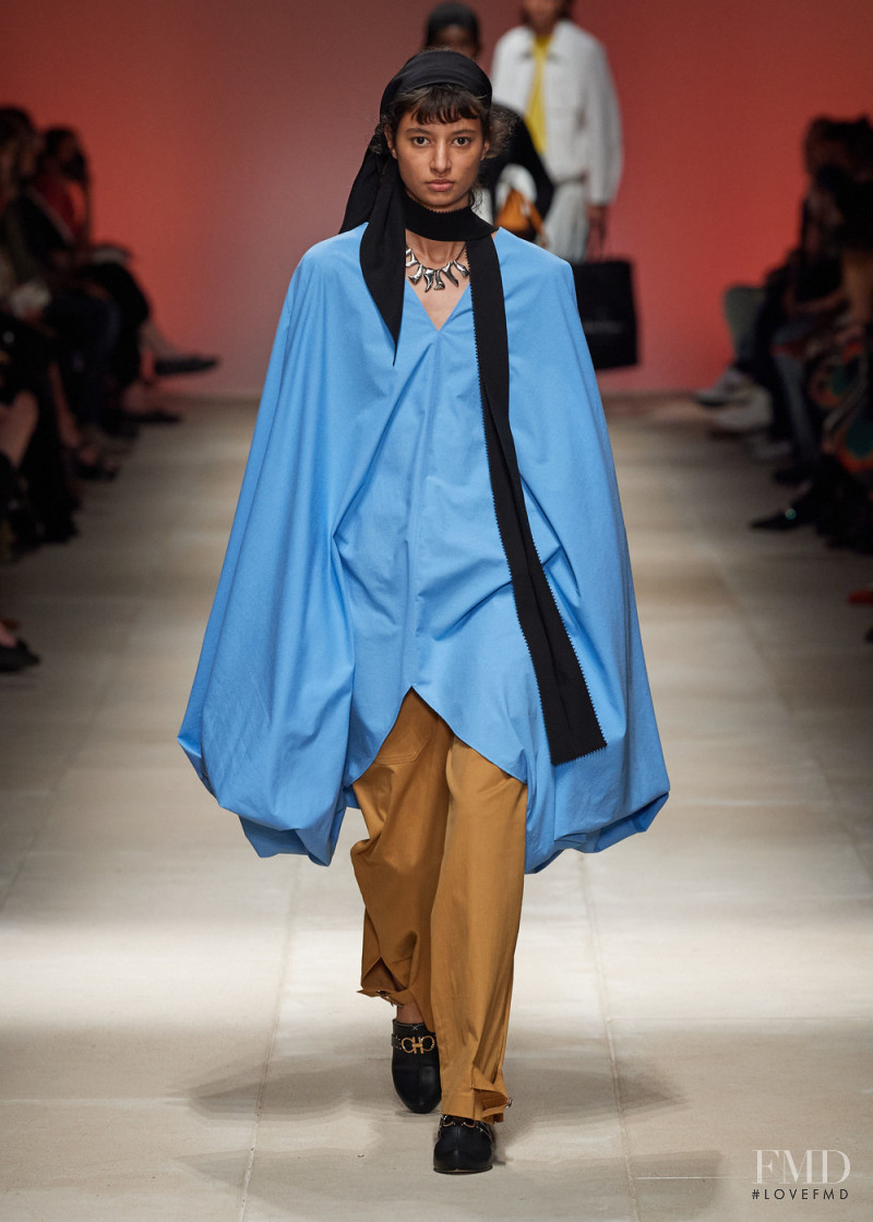 Oudey Egone featured in  the Salvatore Ferragamo fashion show for Spring/Summer 2022