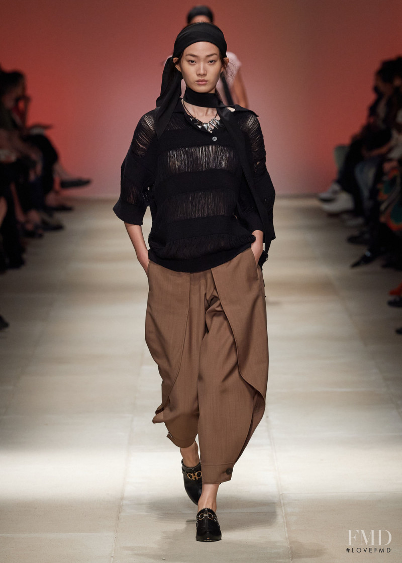 Hyun Ji Shin featured in  the Salvatore Ferragamo fashion show for Spring/Summer 2022