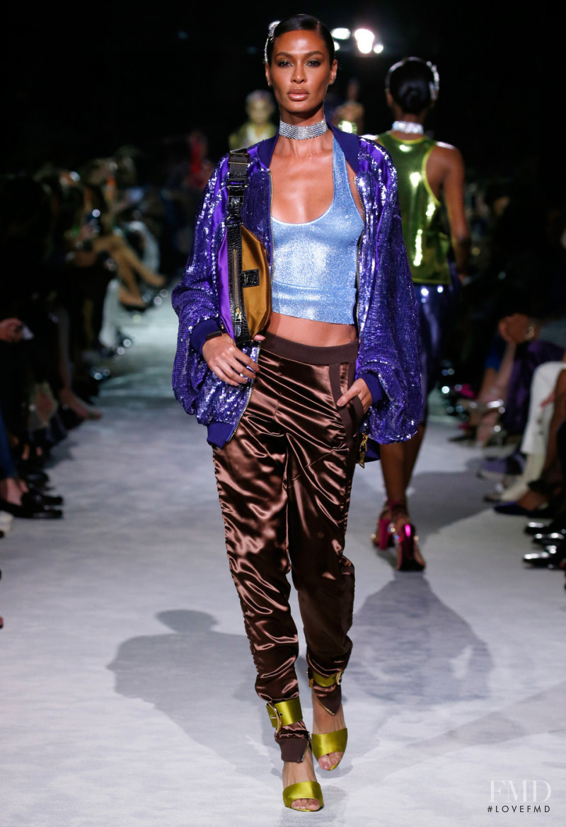 Joan Smalls featured in  the Tom Ford fashion show for Spring/Summer 2022