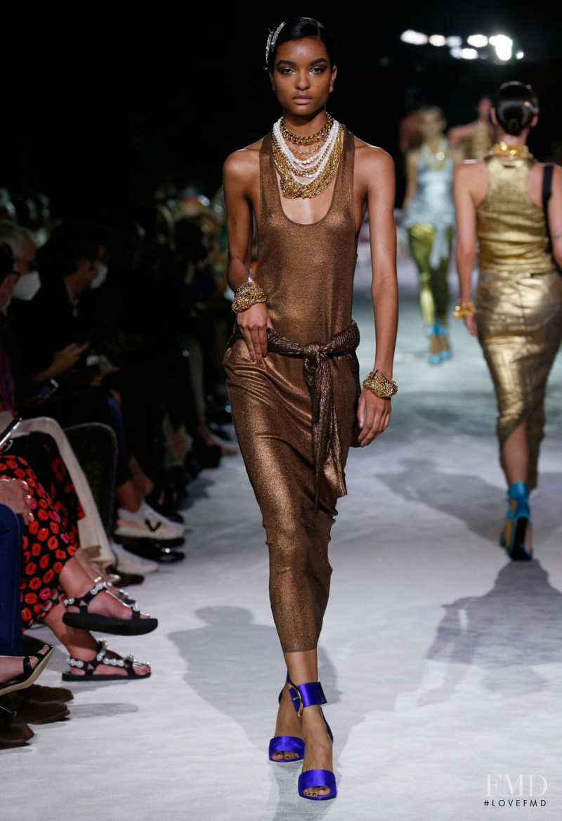 India Sampson featured in  the Tom Ford fashion show for Spring/Summer 2022