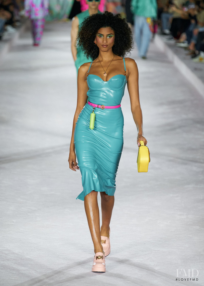 Imaan Hammam featured in  the Versace fashion show for Spring/Summer 2022