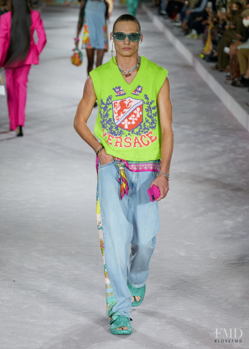 Noe Haquette featured in  the Versace fashion show for Spring/Summer 2022