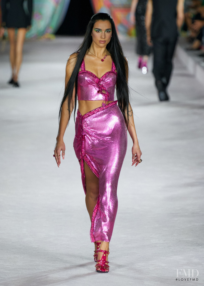 Dua Lipa featured in  the Versace fashion show for Spring/Summer 2022