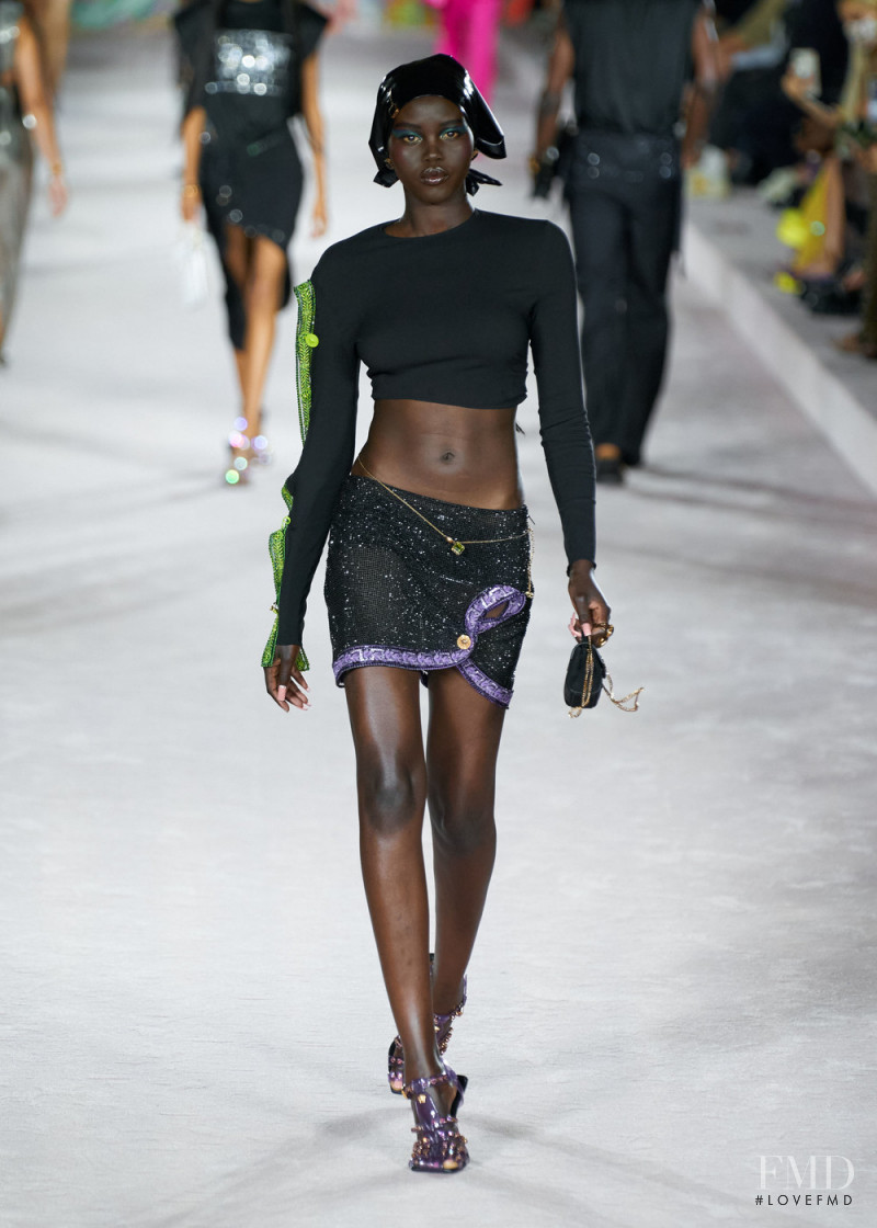 Adut Akech Bior featured in  the Versace fashion show for Spring/Summer 2022