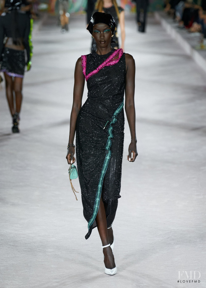 Anok Yai featured in  the Versace fashion show for Spring/Summer 2022