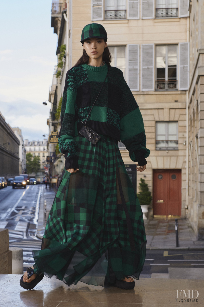 Mika Schneider featured in  the Sacai lookbook for Resort 2022