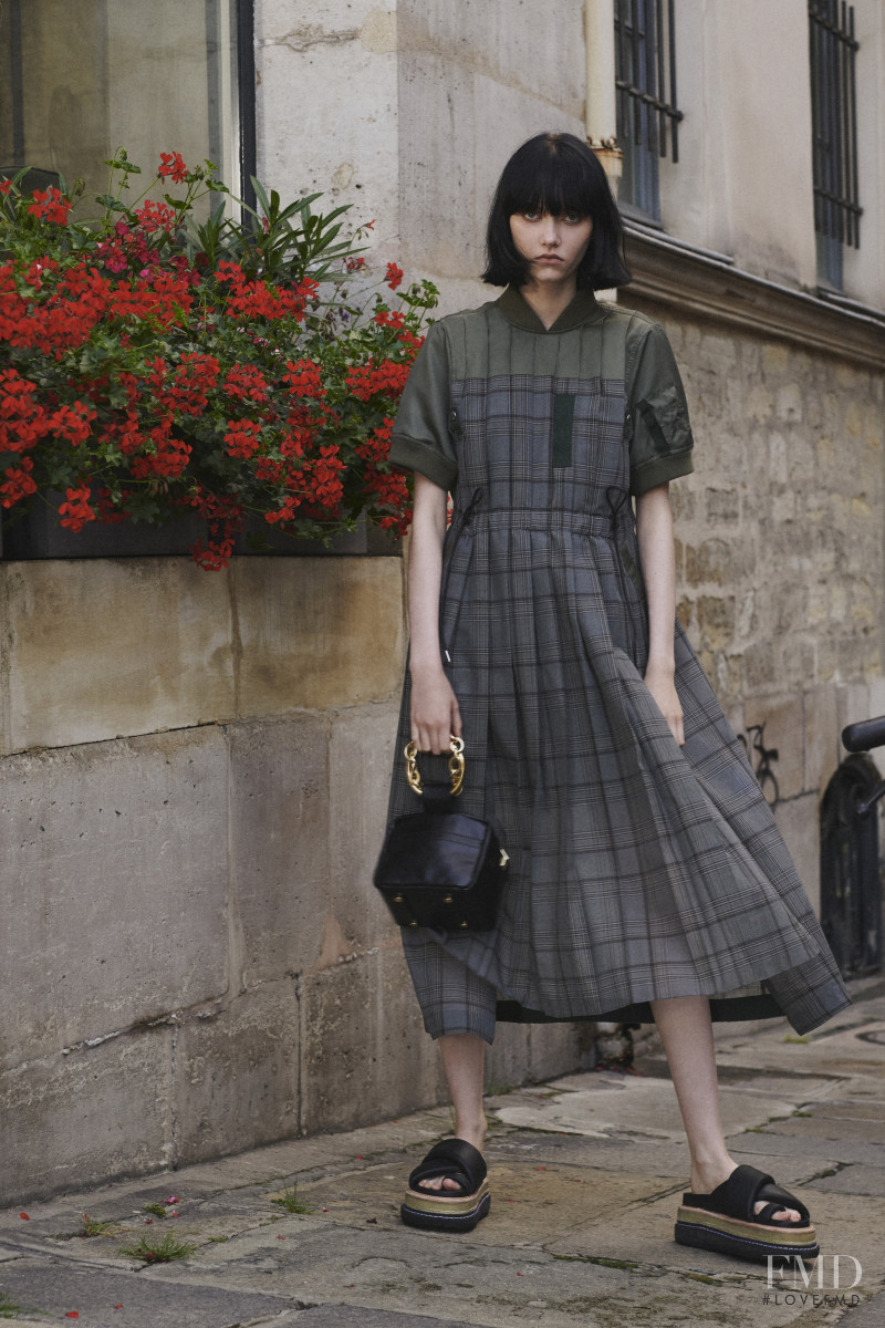 Sofia Steinberg featured in  the Sacai lookbook for Resort 2022