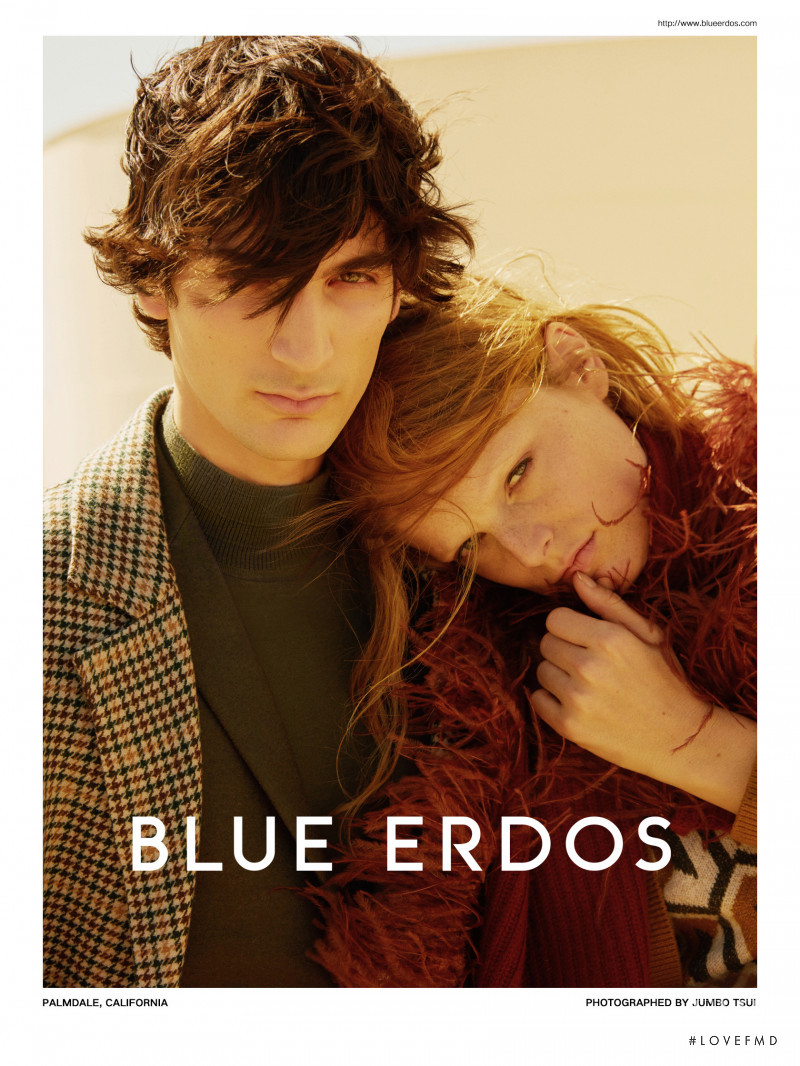 Hanne Gaby Odiele featured in  the Blue Erdos advertisement for Autumn/Winter 2018