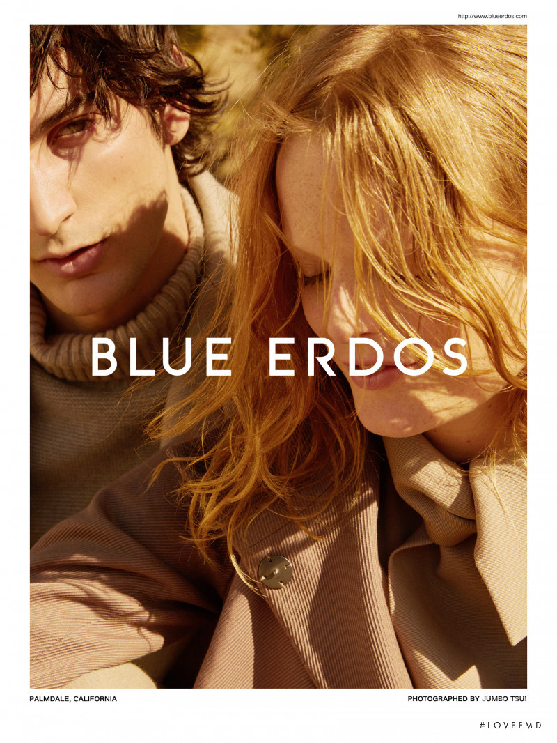 Hanne Gaby Odiele featured in  the Blue Erdos advertisement for Autumn/Winter 2018